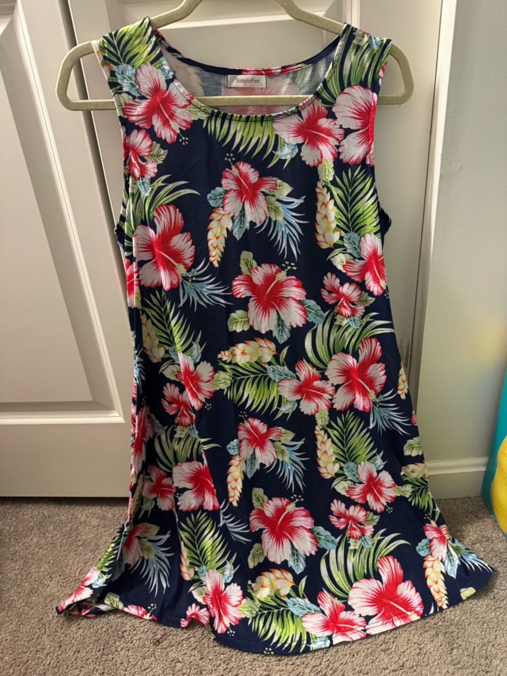 NWOT Tropical Floral Navy Shift Dress